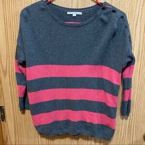 GAP Pink & Gray Cotton Nylon Cashmere Blend Striped Sweater Women's Size XS